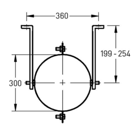 DW-250/300 mm muurbeugel rvs