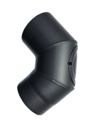 2 mm dikwandige Ø 150 mm bocht 90º  met luik - zwart