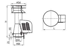 Rookgasventilator met inlaatpijp en kap Ø150mm GCKD150CH-B-K