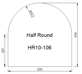 Kachelvloerplaat halfrond 850 x 850 x 6 mm