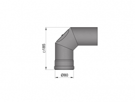 Pelletkachel 90° bocht met veegluik ∅ 80mm