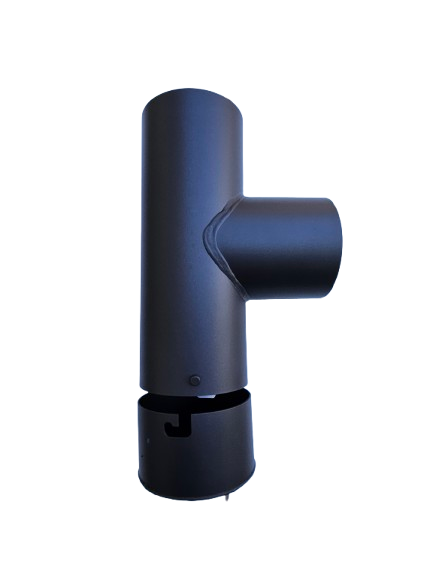 2 MM Ø 200 mm enkelwandige kachelpijp T-stuk 90 º met dop - Zwart