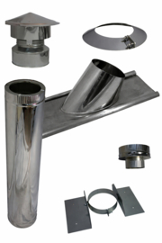 Complete dakdoorvoer-set houtkachel Ø 150/200 mm voor schuin pannen dak - rvs