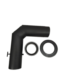 2MM dikwandige Ø 150 mm bocht 90º met smoorklep+nisbus+rozet - zwart