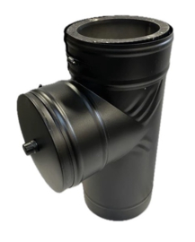 ISOTUBE Plus dubbelwandig 100/150 T-stuk met dop ZWART