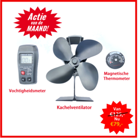 Vochtigheidsmeter Kachelventilator Thermometer set