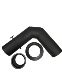 2MM dikwandige Ø 150 mm bocht 90º met smoorklep+nisbus+rozet - zwart