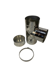 EW/Ø150mm T-stuk 90° graden met dop en klemband  #CAM184