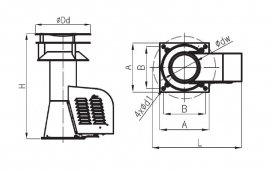 Rookgasventilator met vierkante basis en kap Ø150mm GCKD150-CH