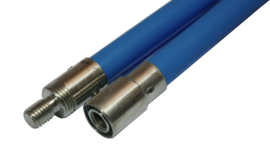 Schoorsteenveegset: nylon/staal borstel rond, blokkeersysteem(1.2 meter - Blauw)