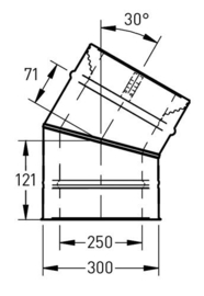 DW-250/300 mm bocht 30° met klemband rvs