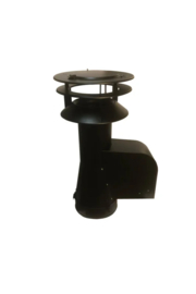 Rookgasventilator met inlaatpijp en kap Ø150mm (ZWART) WN-GCK150-CH-ML-B-K