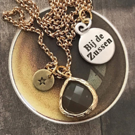 Ketting jasseron goudkleurig met glashanger en CUSTOMIZE je eigen initiaal