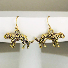Oorbellen 14K Gold Filled met hanger luipaard