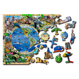 Houten puzzel Animal Kingdom Map