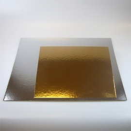 Taartkartons zilver/goud VIERKANT 20cm, 3 st.