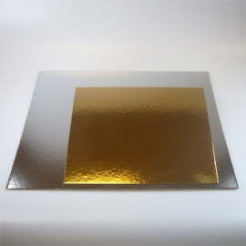 Taartkartons zilver/goud VIERKANT 25cm, 3 st.