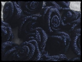 Satijnen roosjes, donkerblauw - 10 stuks - 10 mm.