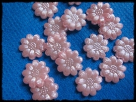 Flatback bloemetjes, roze - 10 stuks - 12mm.