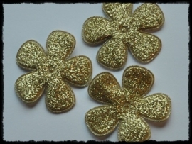 Glitterbloemen, goud - 4 stuks - 47mm