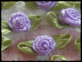 Roosje met blad klein, lila - 10 stuks