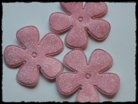 Glitterbloemen, roze - 4 stuks - 47mm