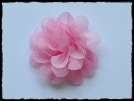 XL-bloem - chiffon met tule, roze - 7 cm.