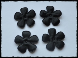 Satijnen bloemetjes, zwart  - 47mm.
