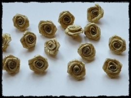 Goud metallic roosjes - 10 stuks -1,5 cm.