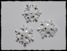 Sneeuwvlok met glitter, wit - 4 stuks - 35mm.