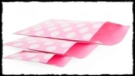Papieren zakjes, roze met dots - 17 x 25 cm. - 5 stuks