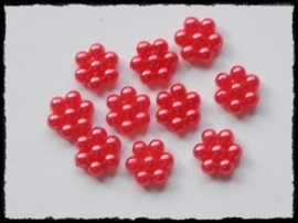 Parelbloemetjes rood - 10 stuks - 1 cm.