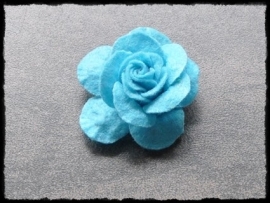 Vilten roos - aquablauw - 5 cm