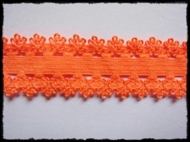 Elastisch band met kantje, neon oranje - 20 mm.