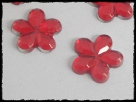 Flatback bloemetjes, rood - 10mm - 10 stuks