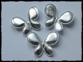 Satijnen vlinders, zilver - 4 stuks - 45mm