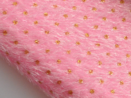 Fluffy lapje, roze met goud stipje - 20 x 22 cm.