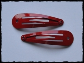 Klikklakknipjes met gaatje, rood - 49mm. - 2 stuks