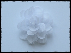 XL-bloem - chiffon met tule, wit - 7 cm.