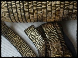 Elaststisch band zebra, zwart / goud - 16mm.