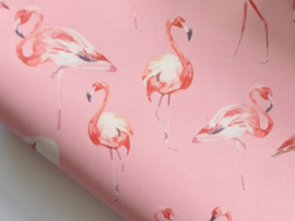 Lapje PU leer met flamingo, roze - 20 x 22 cm.