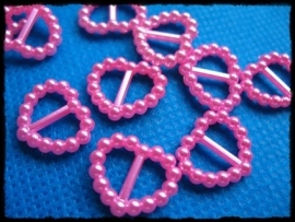 Hartvormige sliders roze - voor lint van 10 mm. - 4 stuks