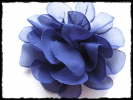 Chiffon xxl-bloem - donkerblauw - 10 cm.