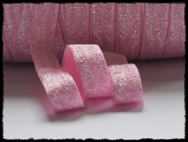 Elastisch band sparkling, roze  - 16mm.