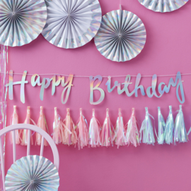 Iridescent feestartikelen - Happy Birthday slinger