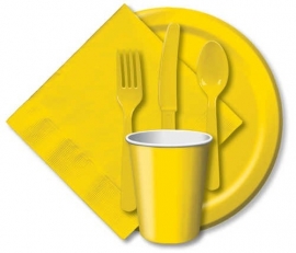 Effen kleur feestartikelen Geel borden (16st)