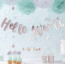 Hello World feestartikelen - slinger rose gold