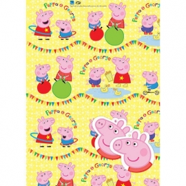 Peppa Pig feestartikelen inpak papier/ cadeaupapier met kaartjes