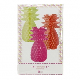 Tropical Fiesta decoratie - Ananas honeycombs (3st)