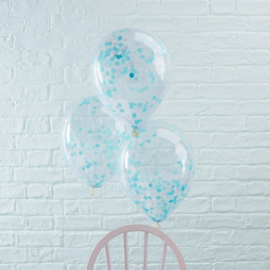 Confetti ballonnen blauw (5st)